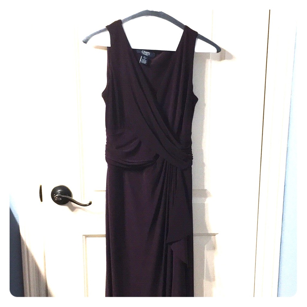 Dark purple sleeveless maxi prom gown